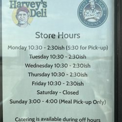 Harvey’s Deli - Hours