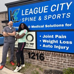 League City Spine & Sports Medicine - This is Dr. Jay and Ese Brume who won bronze in the Tokyo Olympics for long jump and is currently training for the gold!