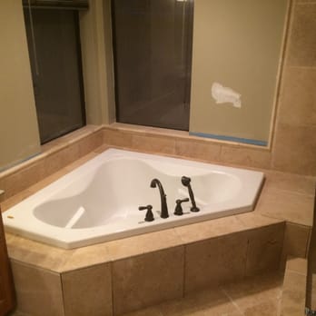 Master Bath Drop In Soaking Tub With New Roman Tub Faucet With