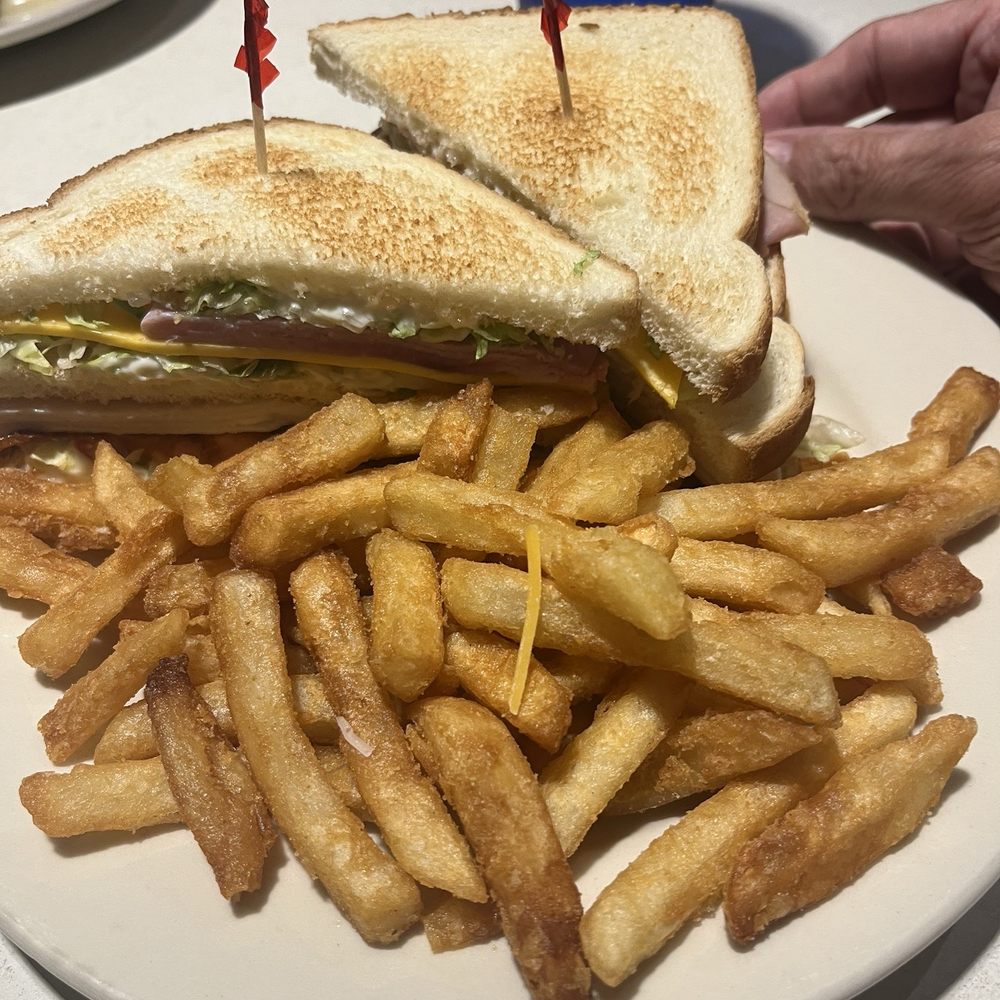 Theo's Restaurant - Club Sandwich with fries - Barbeque Near Me - Cambridge, Ohio Theo's Restaurant - Club Sandwich with fries - Barbeque Near Me - Cambridge, Ohio