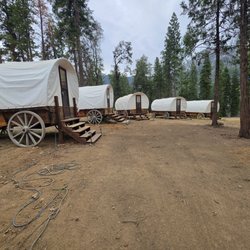 Camp Wawona - Wagons and  tent camp area.