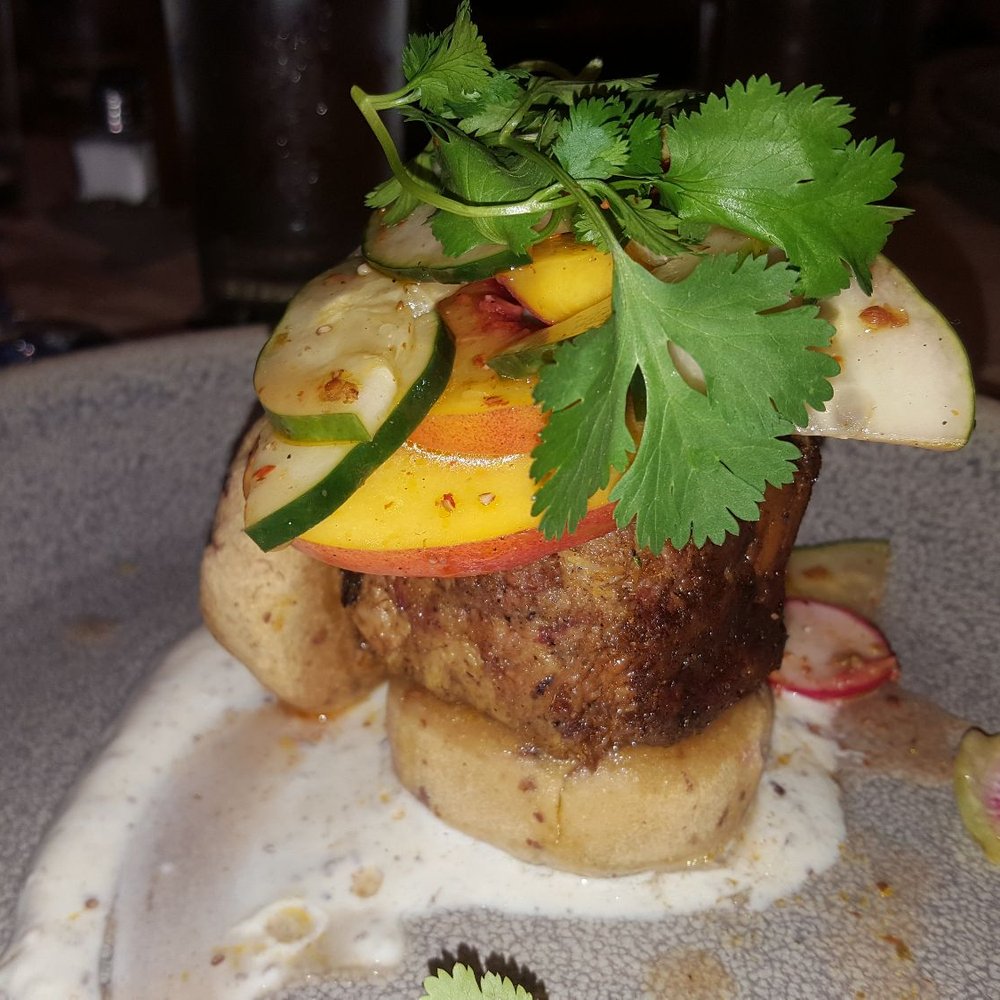 Boucherie - Pork on top of a cheese filled cake.. - Barbeque Near Me - New Orleans, Louisiana Boucherie - Pork on top of a cheese filled cake.. - Barbeque Near Me - New Orleans, Louisiana