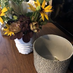 Pot and floral arrangement