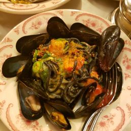 Pasta Negra with Sea Urchin Chili, Mussels and Tomato