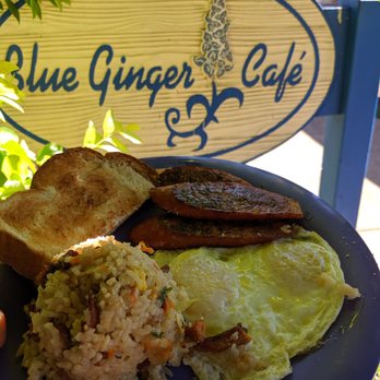 Blue Ginger Cafe - Portuguese sausage and fried rice option with the Regular Breakfast - Bakeries Near Me - Lanai City, Hawaii Blue Ginger Cafe - Portuguese sausage and fried rice option with the Regular Breakfast - Bakeries Near Me - Lanai City, Hawaii