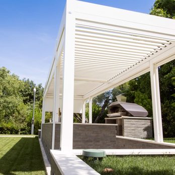 Quality Improvement Products - Free standing aluminum pergola. Available upgrades: bugproofing shades, fans and heaters. Three color options to choose from. - Awnings Near Me - Corona, California