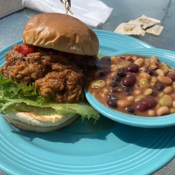 The Farmer’s Table - Barbecue pork sandwich with baked beans!!! - Pubs Near Me - Medina, Ohio The Farmer’s Table - Barbecue pork sandwich with baked beans!!! - Pubs Near Me - Medina, Ohio
