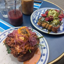 Sexy Benedict. Very Berry Smoothie. Pistachio French toast. Sexy Benedict. Very Berry Smoothie. Pistachio French toast.