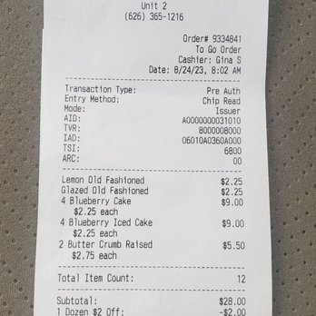Randy's Donuts - 3rd visit receipt - Donuts Near Me - Pasadena, California Randy's Donuts - 3rd visit receipt - Donuts Near Me - Pasadena, California