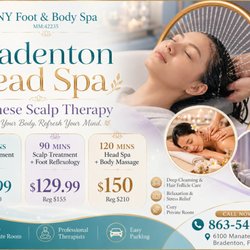 60 mins scalp treatment only $ 89.99 ( Reg $ 115 ) ! Including neck shoulder & arms massage