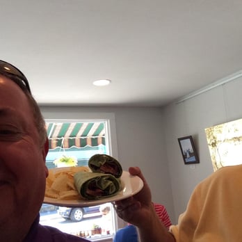 J M Gerrish Provisions - Pete Drinkwater (WH 5&10 owner and regular) helping with a Spinach BLT wrap selfie. - Cafes Near Me - Winter Harbor, Maine