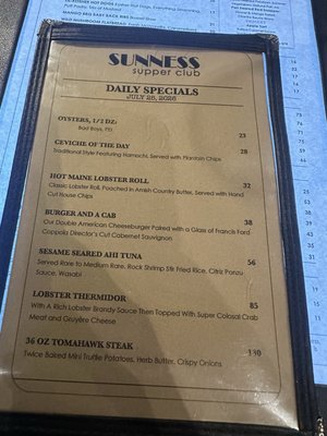 Menu photo 1 Sunness Supper Club Fort Lauderdale, FL Menu photo 1 Sunness Supper Club Fort Lauderdale, FL