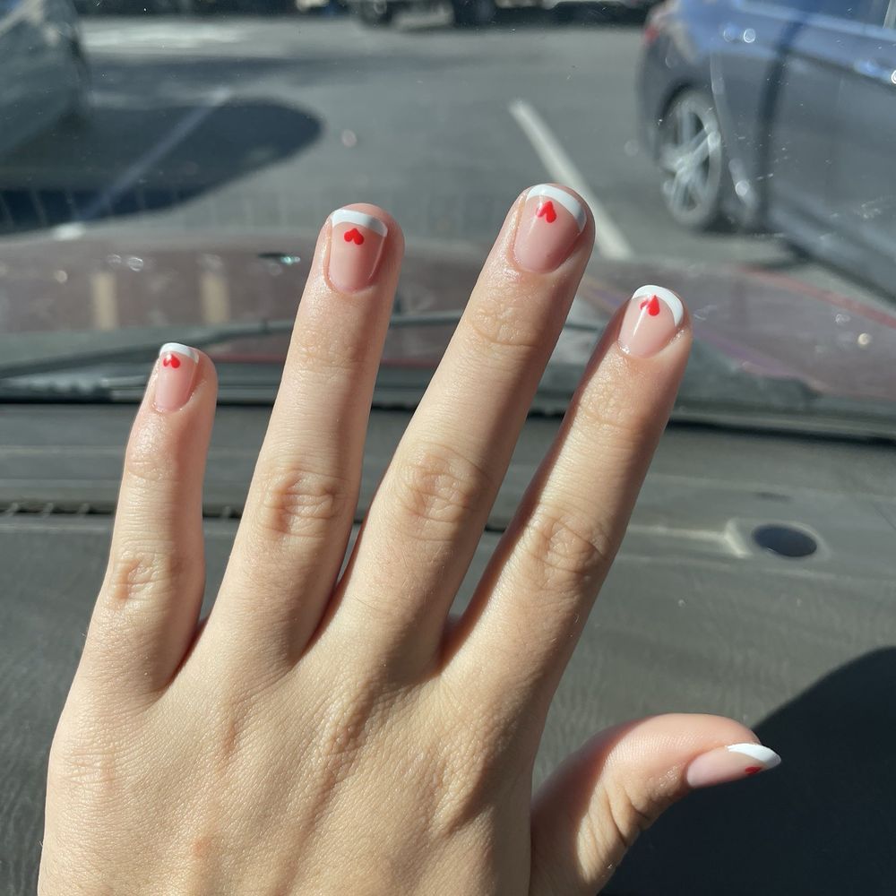D and D Nails Bar - French tip nails with hearts - Nail Salons Near Me - Cameron Park, California D and D Nails Bar - French tip nails with hearts - Nail Salons Near Me - Cameron Park, California