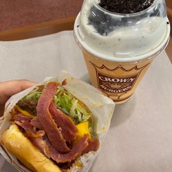 Jr. Cheese Burger with pastrami & oreo milkshake