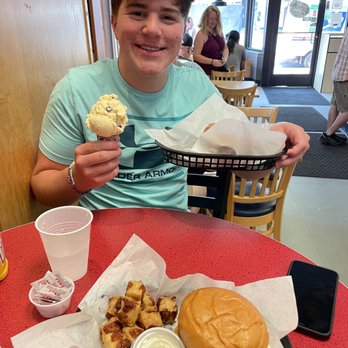 King of Creams - Happy son enjoying ice cream and a burger. - Ice Cream & Frozen Yogurt Near Me - Duluth, Minnesota