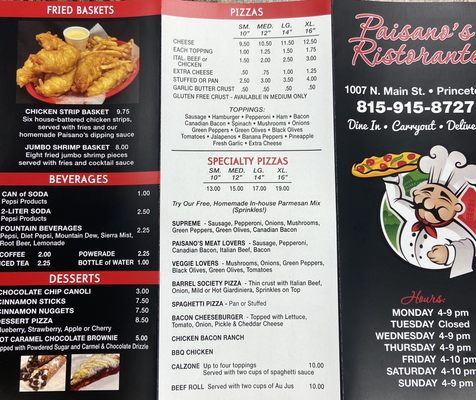 Menu photo 1 Paisanos Ristorante Princeton, IL Menu photo 1 Paisanos Ristorante Princeton, IL