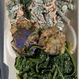 Green Bean Salad, Eggplant Salad, Spinach and Sesame Salad Green Bean Salad, Eggplant Salad, Spinach and Sesame Salad