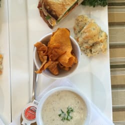 Riverbank General Store - The daily special: cup of soup and half club sandwich.