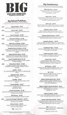Menu photo 1 Big Potato Company Daphne, AL Menu photo 1 Big Potato Company Daphne, AL