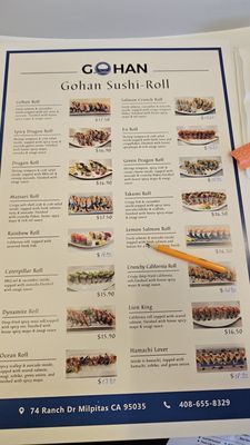 Menu photo 1 Gohan Sushi Milpitas, CA Menu photo 1 Gohan Sushi Milpitas, CA