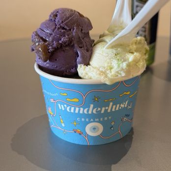 Wanderlust Creamery - Ube malted crunch Pandan tres leches - Ice Cream & Frozen Yogurt Near Me - Pasadena, California Wanderlust Creamery - Ube malted crunch Pandan tres leches - Ice Cream & Frozen Yogurt Near Me - Pasadena, California