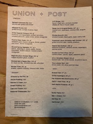 Menu photo 3 Union + Post Windham, NY