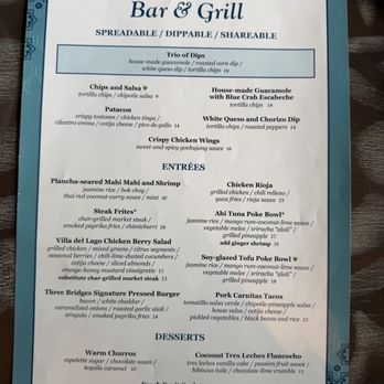 Three Bridges Bar and Grill at Villa del Lago - 2026 menu - Bars Near Me - Orlando, Florida Three Bridges Bar and Grill at Villa del Lago - 2026 menu - Bars Near Me - Orlando, Florida
