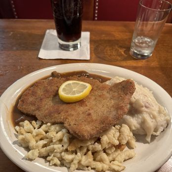 Student Prince - Veal Kaiser Schnitzel, Spatzle and Mashed Potatoes - German Near Me - Springfield, Massachusetts Student Prince - Veal Kaiser Schnitzel, Spatzle and Mashed Potatoes - German Near Me - Springfield, Massachusetts