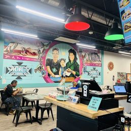 Pretty mural inside restaurant