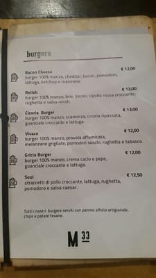Menu photo 1 Magazzino 33 Rome, RM Menu photo 1 Magazzino 33 Rome, RM