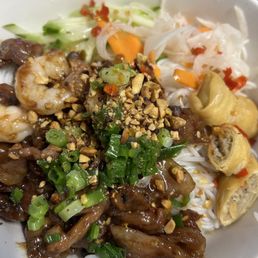 Number #18. Grilled Shrimp with Egg Roll Rice Vermicelli Number #18. Grilled Shrimp with Egg Roll Rice Vermicelli