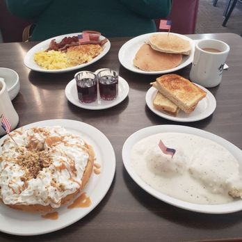 American Host Restaurant - Elvis Waffle, side of biscuits and gravy, American Host Breakfast and a side of toast - Diners Near Me - Lompoc, California American Host Restaurant - Elvis Waffle, side of biscuits and gravy, American Host Breakfast and a side of toast - Diners Near Me - Lompoc, California