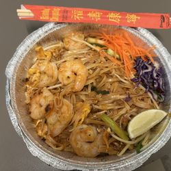 The British Embassy Fish and Chips - Takeout Shrimp Pad Thai - GF.  I'm not sold on carrots and cabbage in pad thai, probably just personal preference.  Tasty!