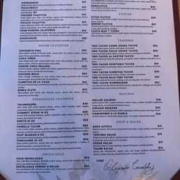 Dinner menu Dinner menu