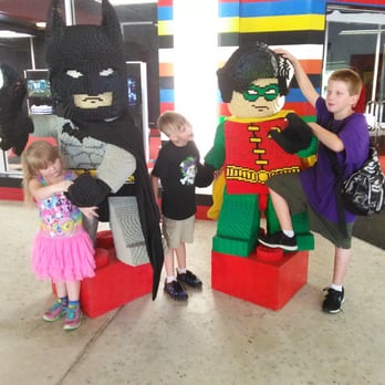 LEGOLAND - My two youngest with Lego Bat Man and Robin - Amusement Parks Near Me - Winter Haven, Florida