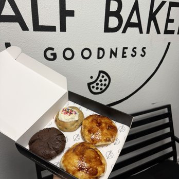 Half Baked Goodness - 2 Crème brulee , 1 double chocolate, 1 chocolate chip (they added frosting and sprinkles for our daughter) 3 - Desserts Near Me - Houston, Texas Half Baked Goodness - 2 Crème brulee , 1 double chocolate, 1 chocolate chip (they added frosting and sprinkles for our daughter) 3 - Desserts Near Me - Houston, Texas
