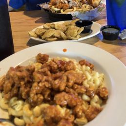 Buffalo Mac & Cheese, Pickle Chips, Buffalo Chicken Fries