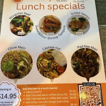 Tho One Thai Eatery - Dec 2025 - Lunch Menu. - Thai Near Me - La Verne, California