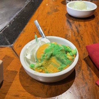 Benihana - Cupertino - Rainbow Sorbet Ice Cream. With a birthday candle - Steakhouses Near Me - Cupertino, California