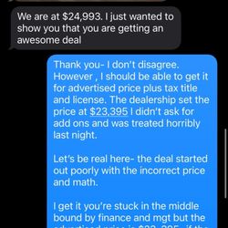 Nissan of New Braunfels - Photo of advertised price and refusal to honor it.