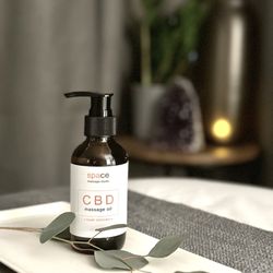 Space Massage Studio - Midtown - Our custom private label CBD massage oil (made from Hemp) with menthol and camphor.