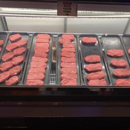 Meat display case as you enter the restaurant.