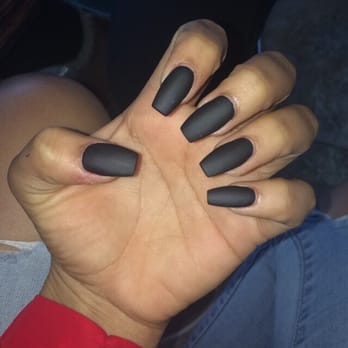Top City Nails - Black matte coffin nails, payed $23. Bebe took her time and no lumps and nails aren't crooked! Will be coming back - Nail Salons Near Me - Riverside, California