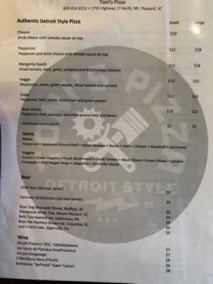 Menu photo 8 Toni's Detroit Style Pizza Mount Pleasant, SC Menu photo 8 Toni's Detroit Style Pizza Mount Pleasant, SC