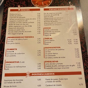 Bar España - Menu - Spanish Near Me - Palma, PM
