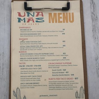 UnaMas on Adams - Menu - Bars Near Me - San Diego, California UnaMas on Adams - Menu - Bars Near Me - San Diego, California