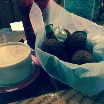 Awful Arthur's Oyster Bar - Cup of clam chowder and a basket of hushpuppies!  Yum! - Seafood Near Me - Kill Devil Hills, North Carolina