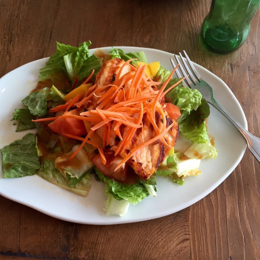 Summer Buffalo - Salmon Salad w/ mango salsa - Thai Near Me - Burbank, California Summer Buffalo - Salmon Salad w/ mango salsa - Thai Near Me - Burbank, California