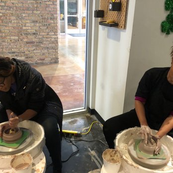 Smashed Clay - In the process of making our candle holders. - Art Classes Near Me - Cypress, Texas