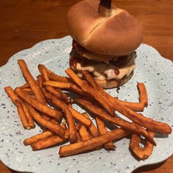 Burger Spot - western bbq burger with sweet potato fries